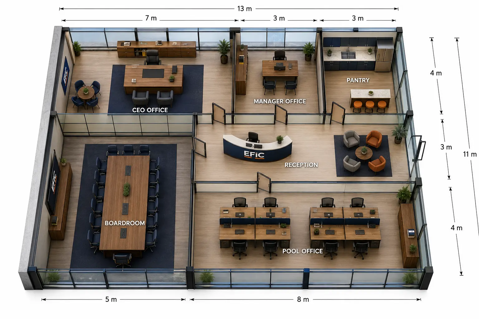 Corporate Floor (13m x 11m)