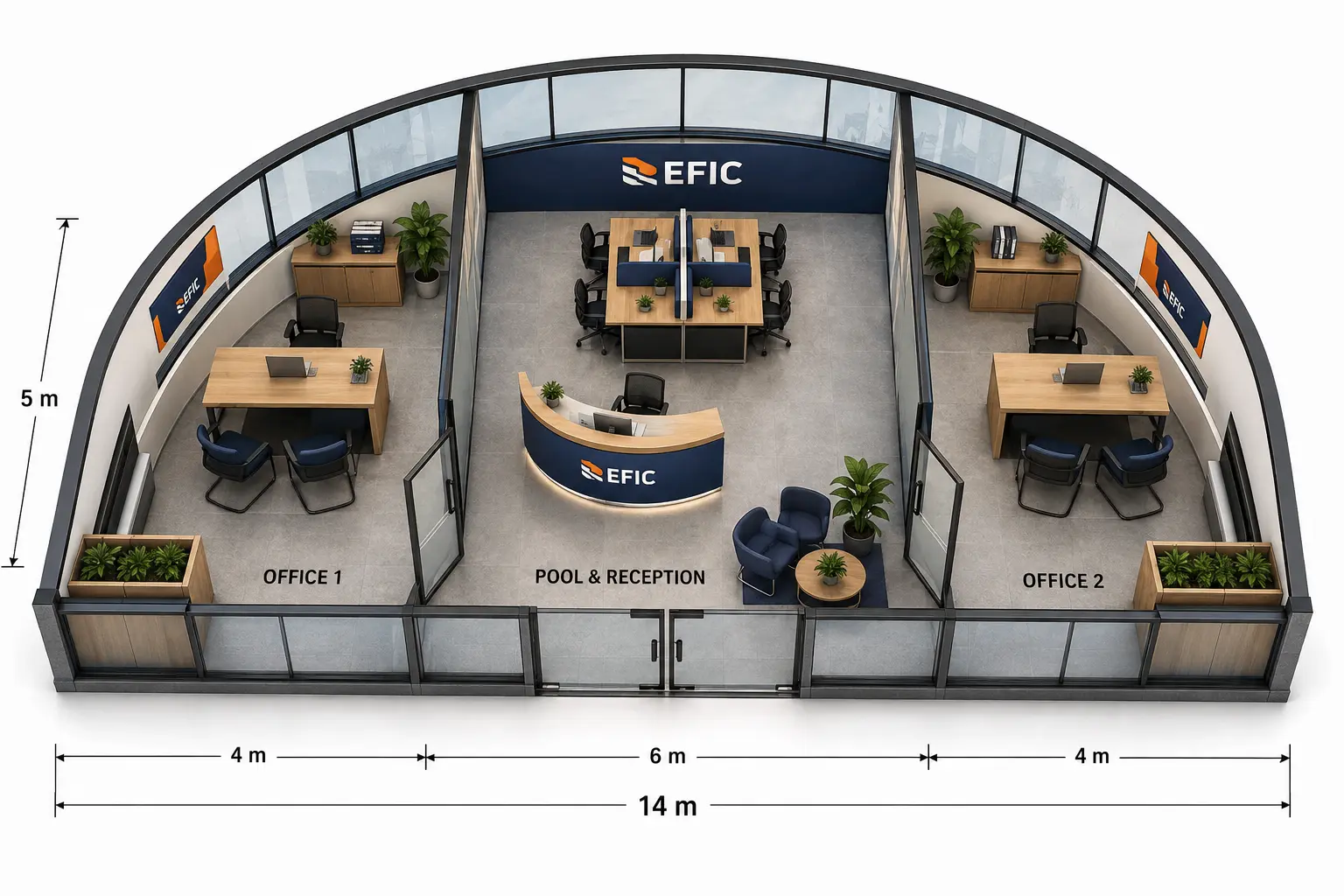 Twin Office & Pool Suite (14m x 5m)
